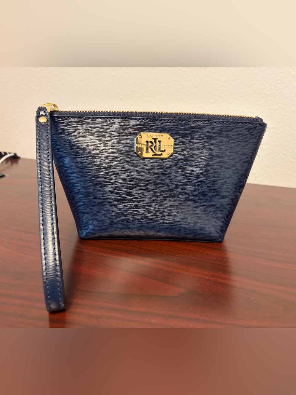 Ralph Lauren Navy Leather Wristlet